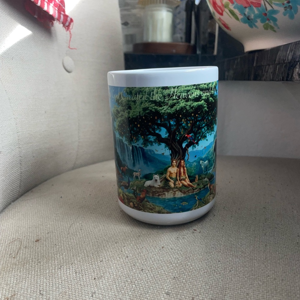 Garden of Eden Christian coffee cup